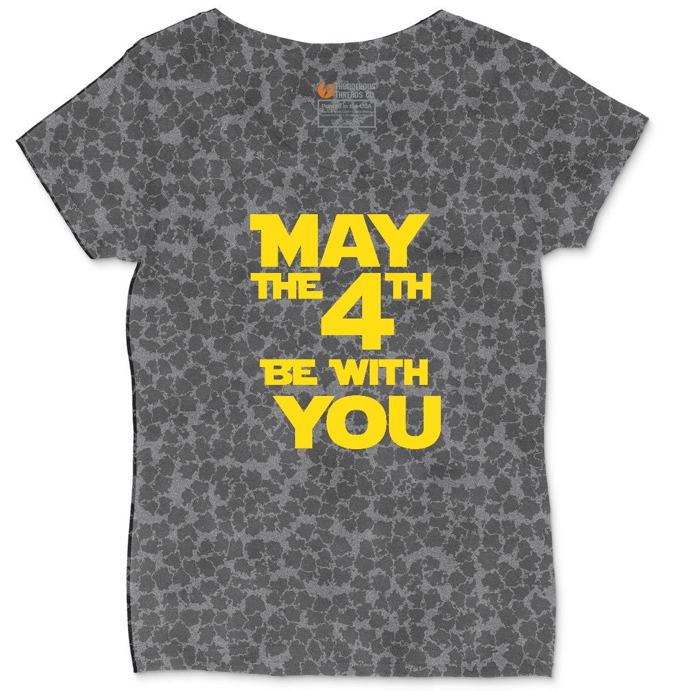 May the 4th Be With You Ladies Curvy Tee - Black Leopard
