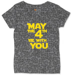May the 4th Be With You Ladies Curvy Tee - Black Leopard
