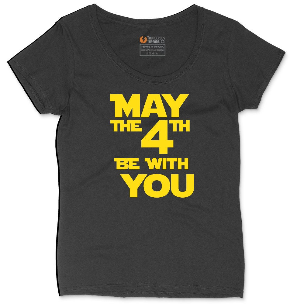 May the 4th Be With You Ladies Curvy Tee - Black