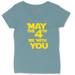 May the 4th Be With You Ladies Curvy Tee - Surf Blackout
