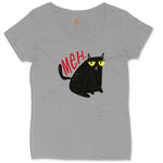 Meh Cat Design Ladies Curvy Tee - Granite Heather