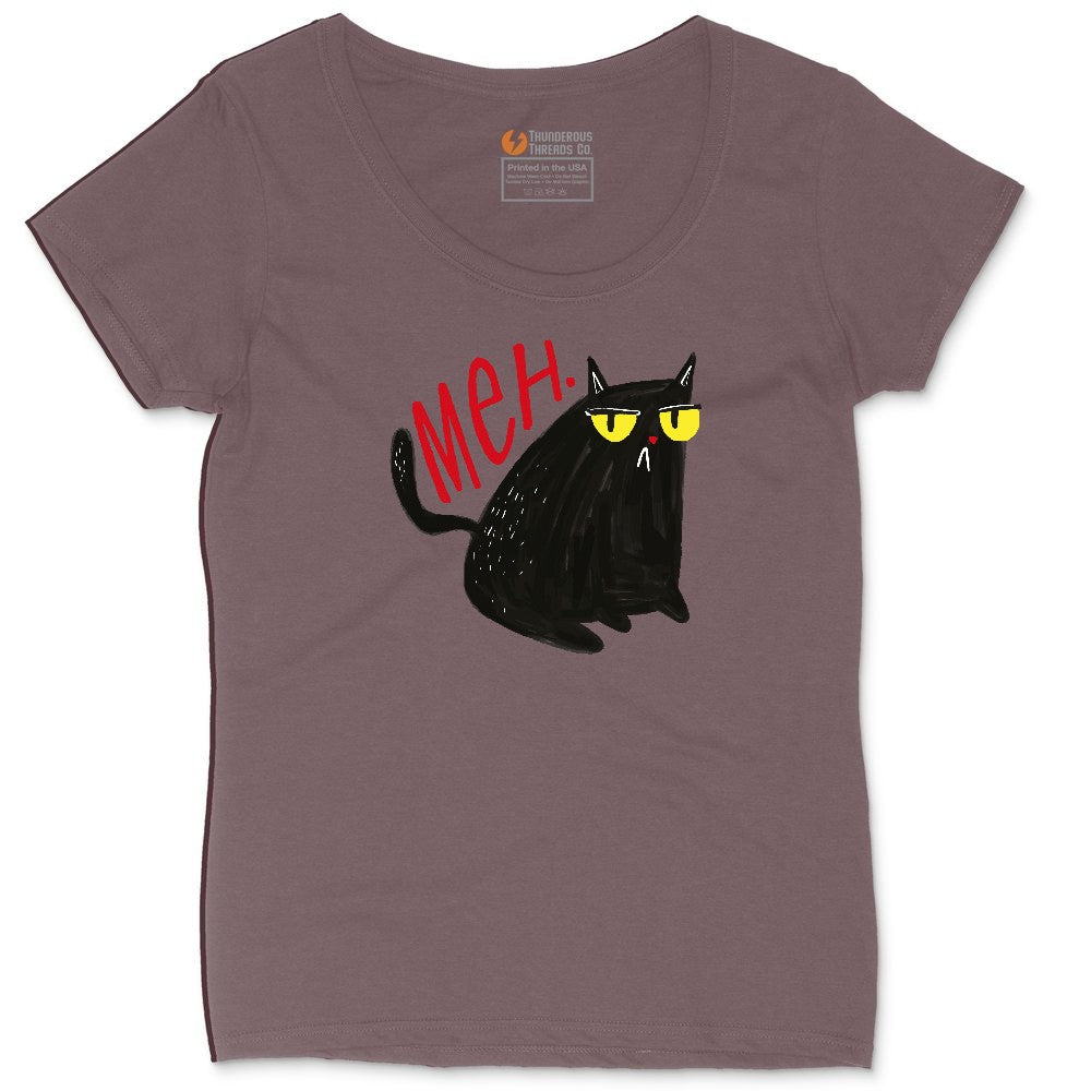 Meh Cat Design Ladies Curvy Tee - Sangria Blackout
