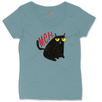 Meh Cat Design Ladies Curvy Tee - Surf Blackout