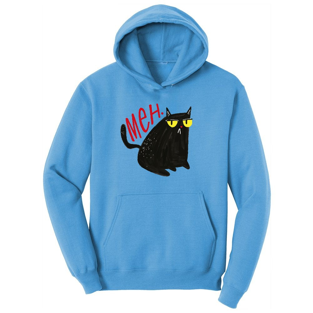 Meh Cat Design Ladies Hoodie - Aquatic Blue