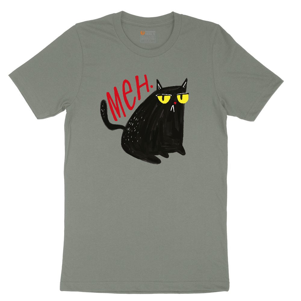Meh Cat Design Ladies Short Sleeve Tee - Bamboo Blackout