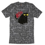 Meh Cat Design Ladies Short Sleeve Tee - Black Leopard