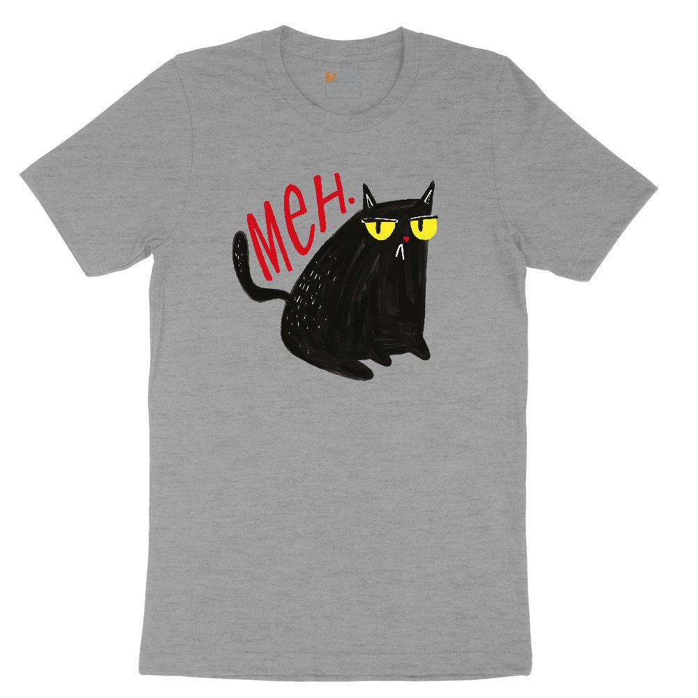 Meh Cat Design Ladies Short Sleeve Tee - Granite Heather