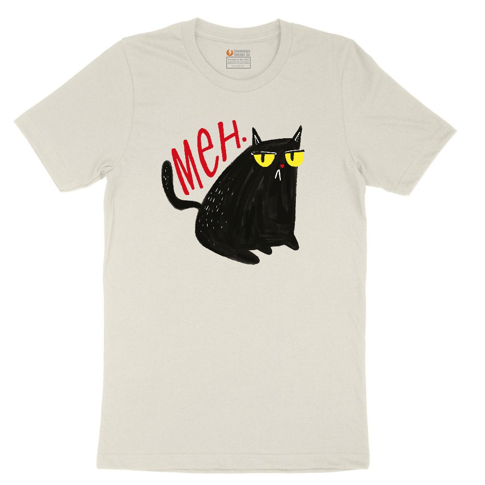 Meh Cat Design Ladies Short Sleeve Tee - Natural Heather