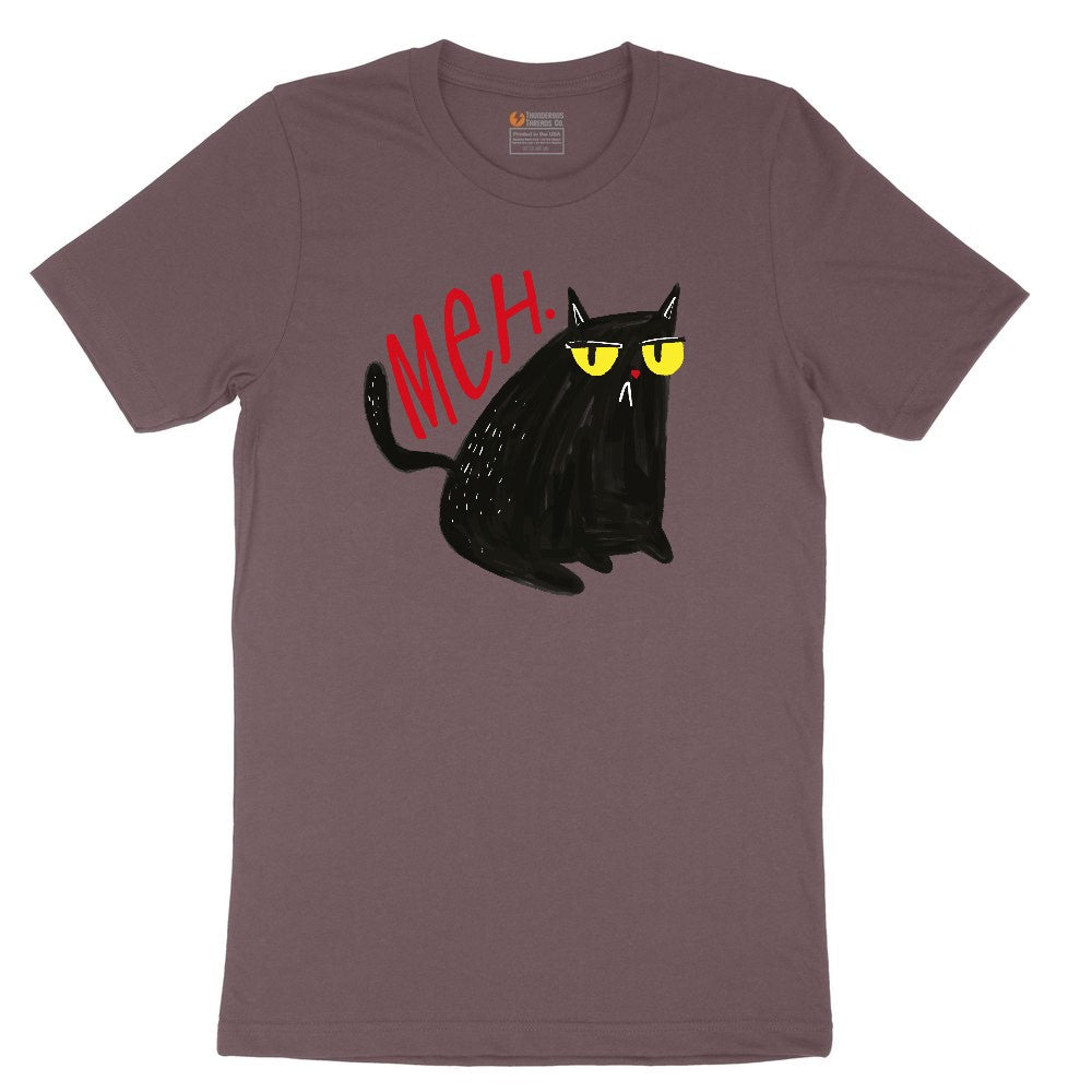 Meh Cat Design Ladies Short Sleeve Tee - Sangria Blackout