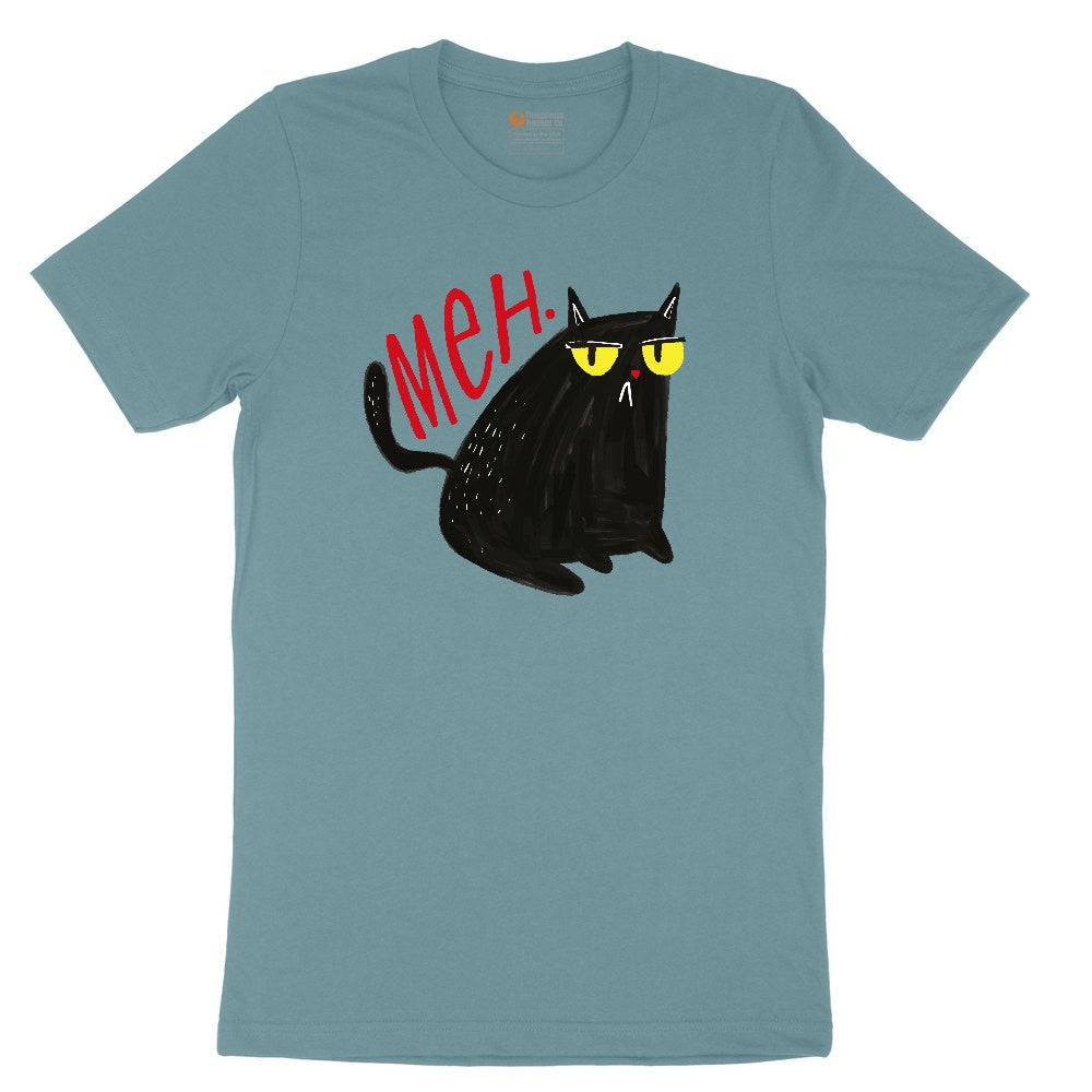 Meh Cat Design Ladies Short Sleeve Tee - Surf Blackout