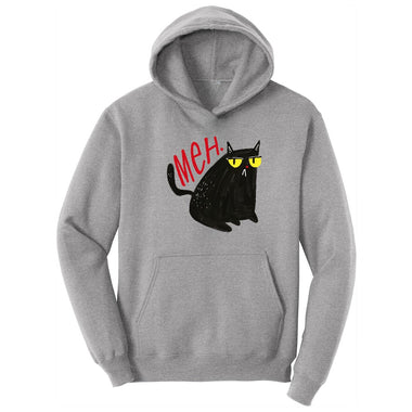 Meh Cat Design Hoodie - Athletic Heather