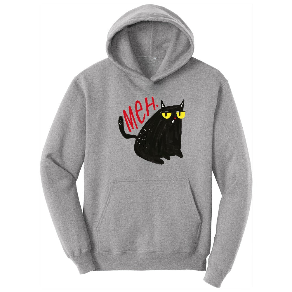 Meh Cat Design Hoodie - Athletic Heather
