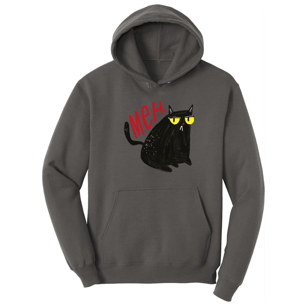 Meh Cat Design Hoodie - Charcoal