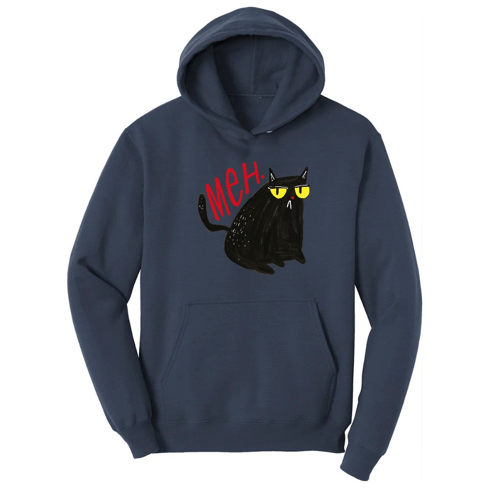 Meh Cat Design Hoodie - Navy
