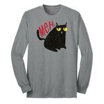 Meh Cat Design Long Sleeve Tee - Athletic Grey