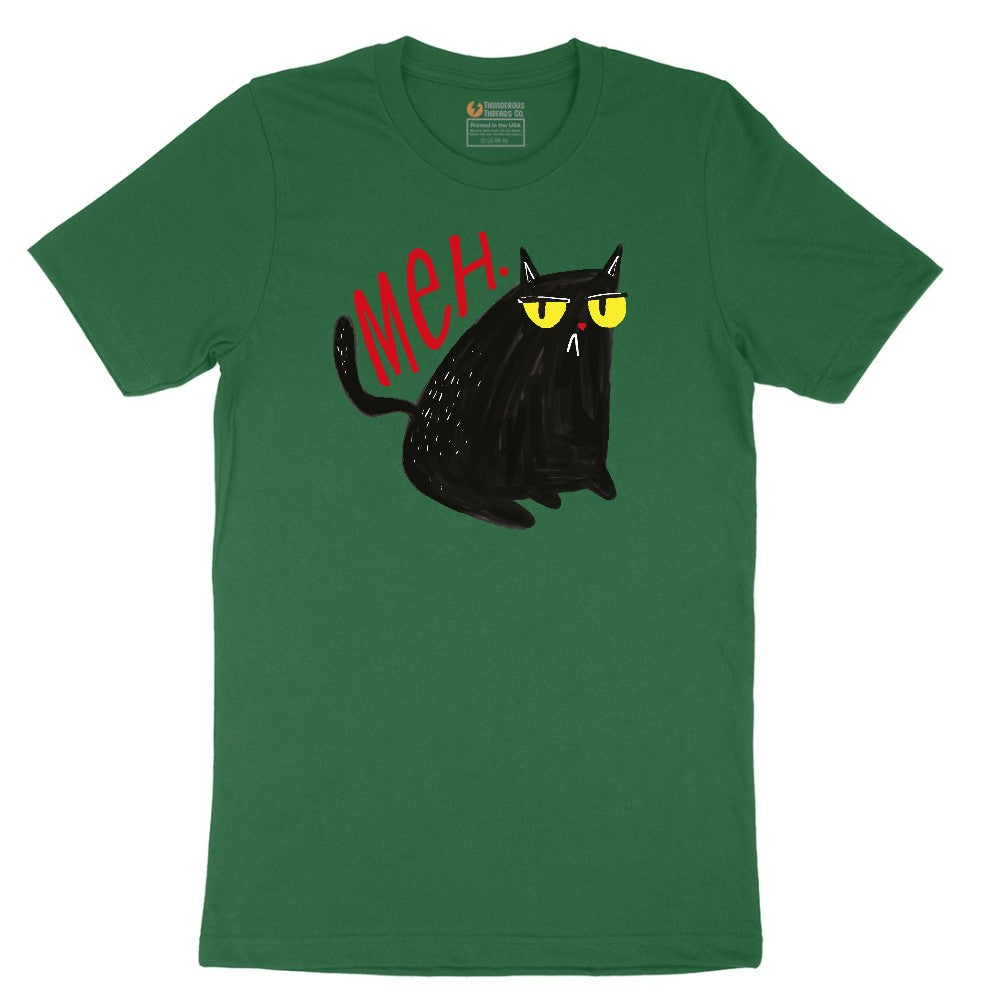 Meh Cat Design Short Sleeve Tee - Athletic Kelly