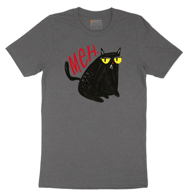 Meh Cat Design Short Sleeve Tee - Dark Heather Grey