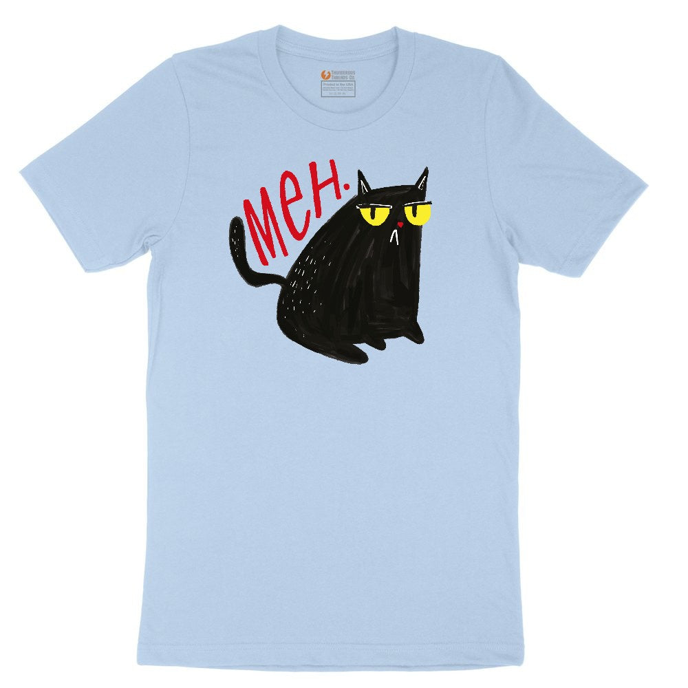 Meh Cat Design Toddler Short Sleeve Tee - Light Blue