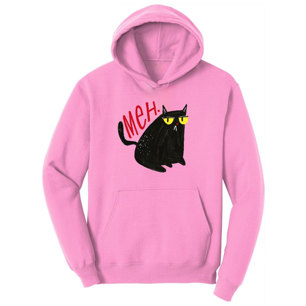 Meh Cat Design Youth Hoodie - Candy Pink