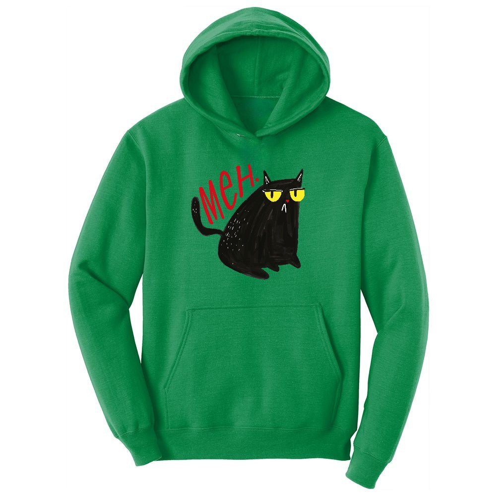 Meh Cat Design Youth Hoodie - Kelly Green