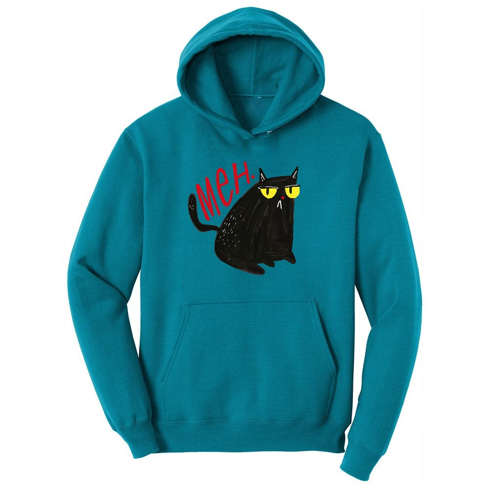 Meh Cat Design Youth Hoodie - Teal