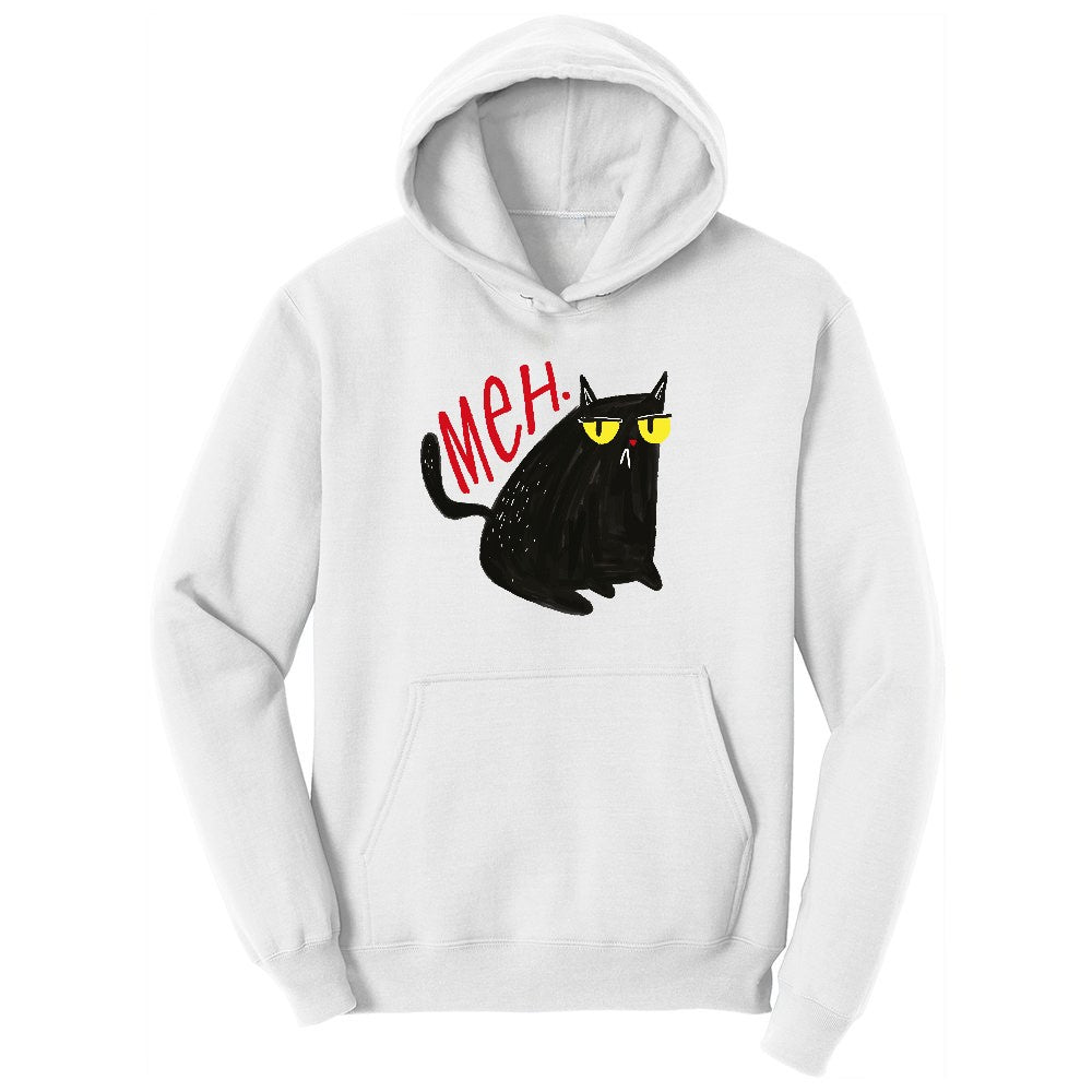 Meh Cat Design Youth Hoodie - White