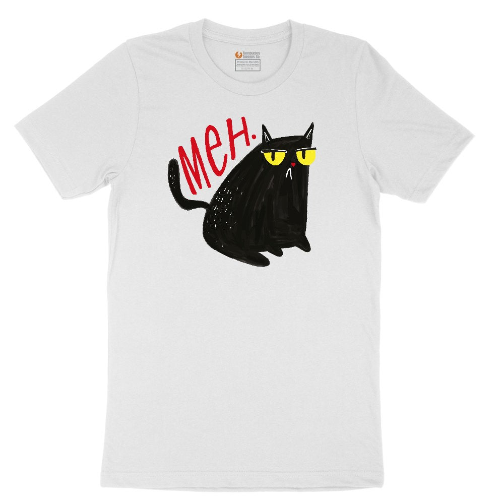 Meh Cat Design Youth Short Sleeve Tee - White