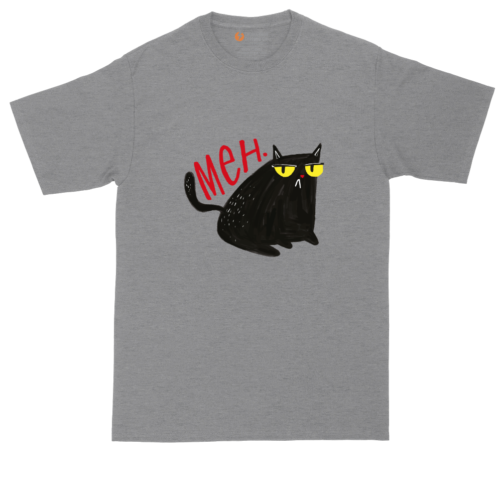 Meh Cat tall t-shirt for men in Athletic Heather