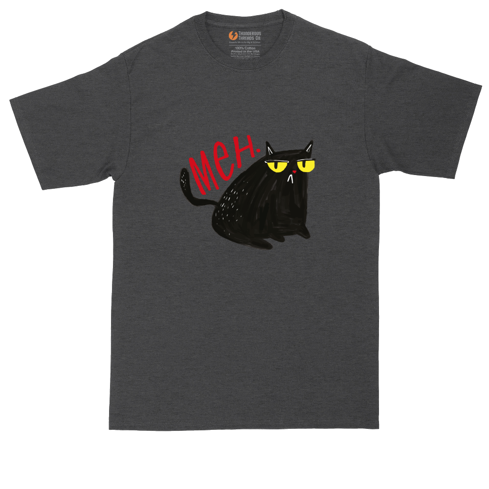Meh Cat tall t-shirt for men in Dark Heather Grey