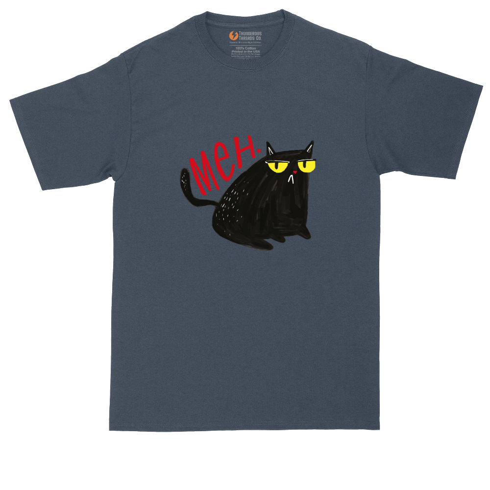 Meh Cat tall t-shirt for men in Heather Navy