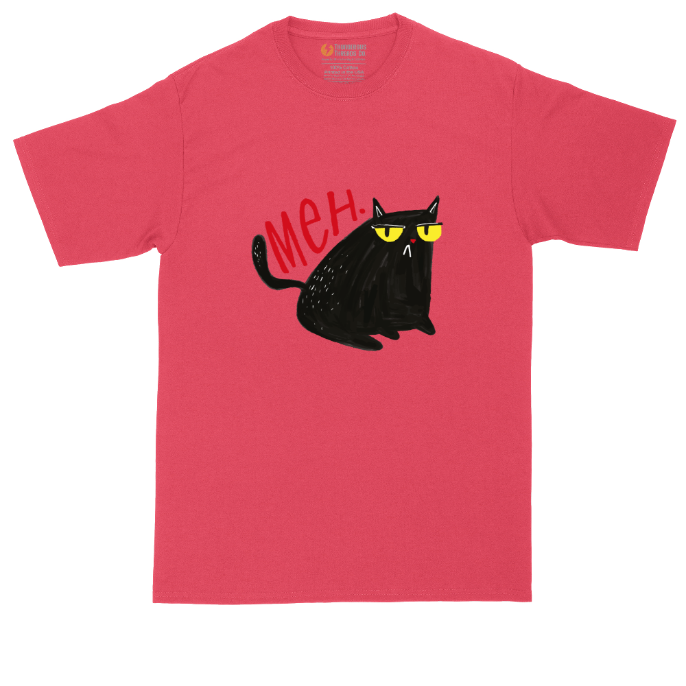 Meh Cat tall t-shirt for men in Heather Red