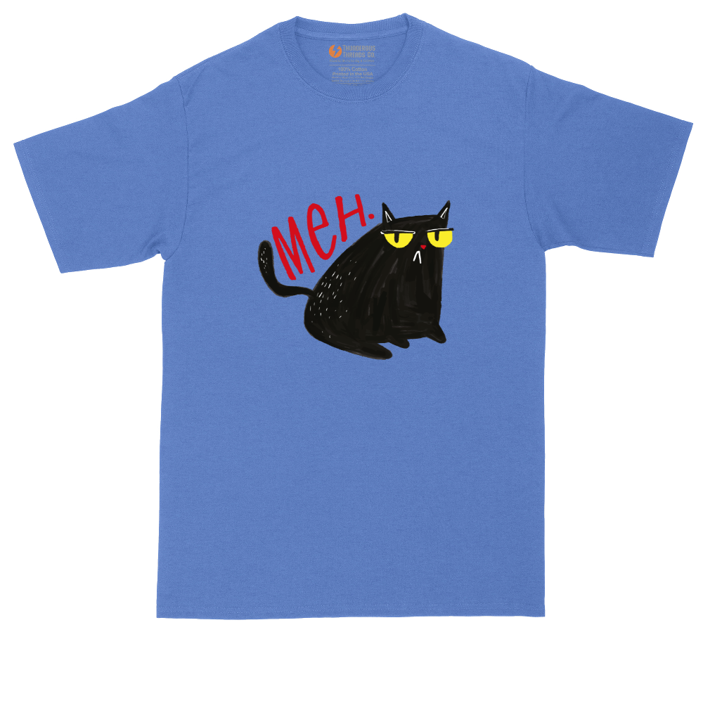 Meh Cat tall t-shirt for men in Heather Royal