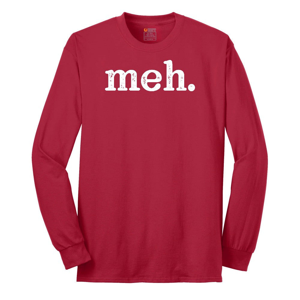 Meh - Mens & Ladies T-Shirt Long Sleeve Tee - Red