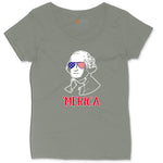 Merica George Washingtong Version Ladies Curvy Tee - Bamboo Blackout