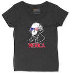 Merica George Washingtong Version Ladies Curvy Tee - Black