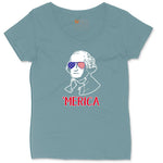 Merica George Washingtong Version Ladies Curvy Tee - Surf Blackout