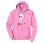 Merica George Washingtong Version Ladies Hoodie - Candy Pink
