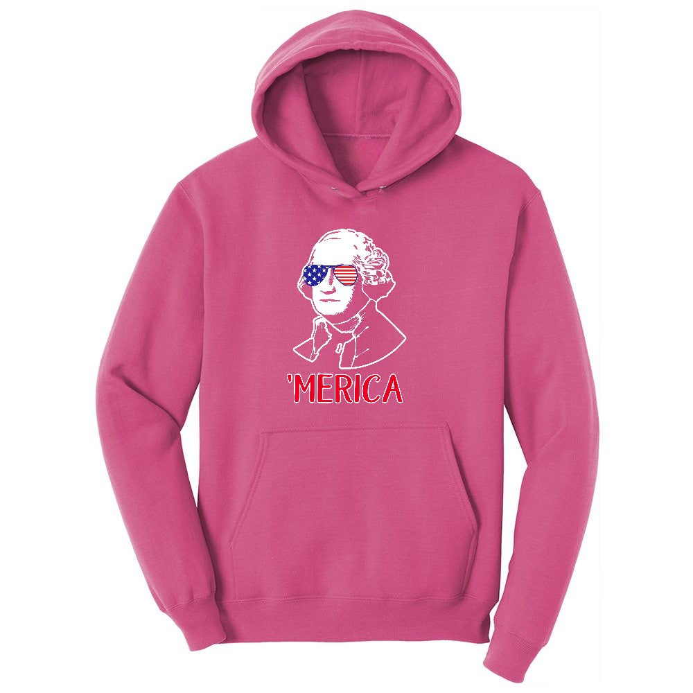 Merica George Washingtong Version Ladies Hoodie - Sangria
