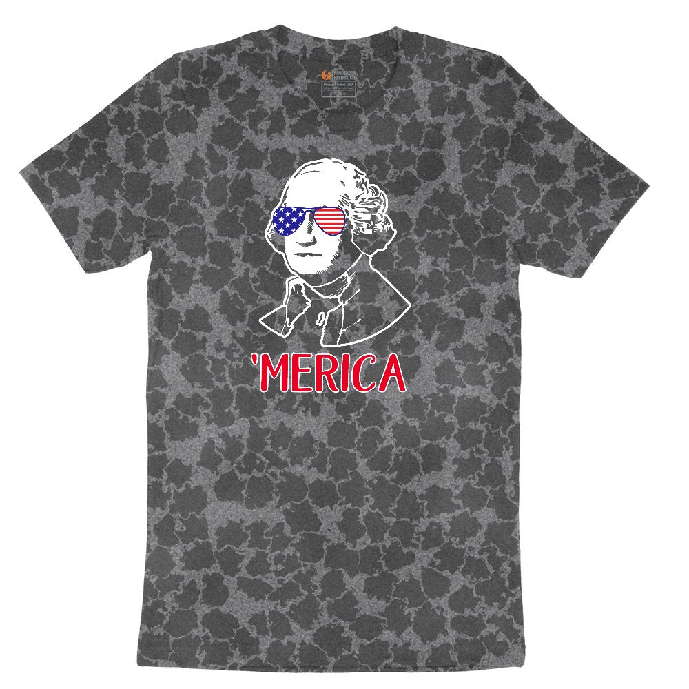Merica George Washingtong Version Ladies Short Sleeve Tee - Black Leopard