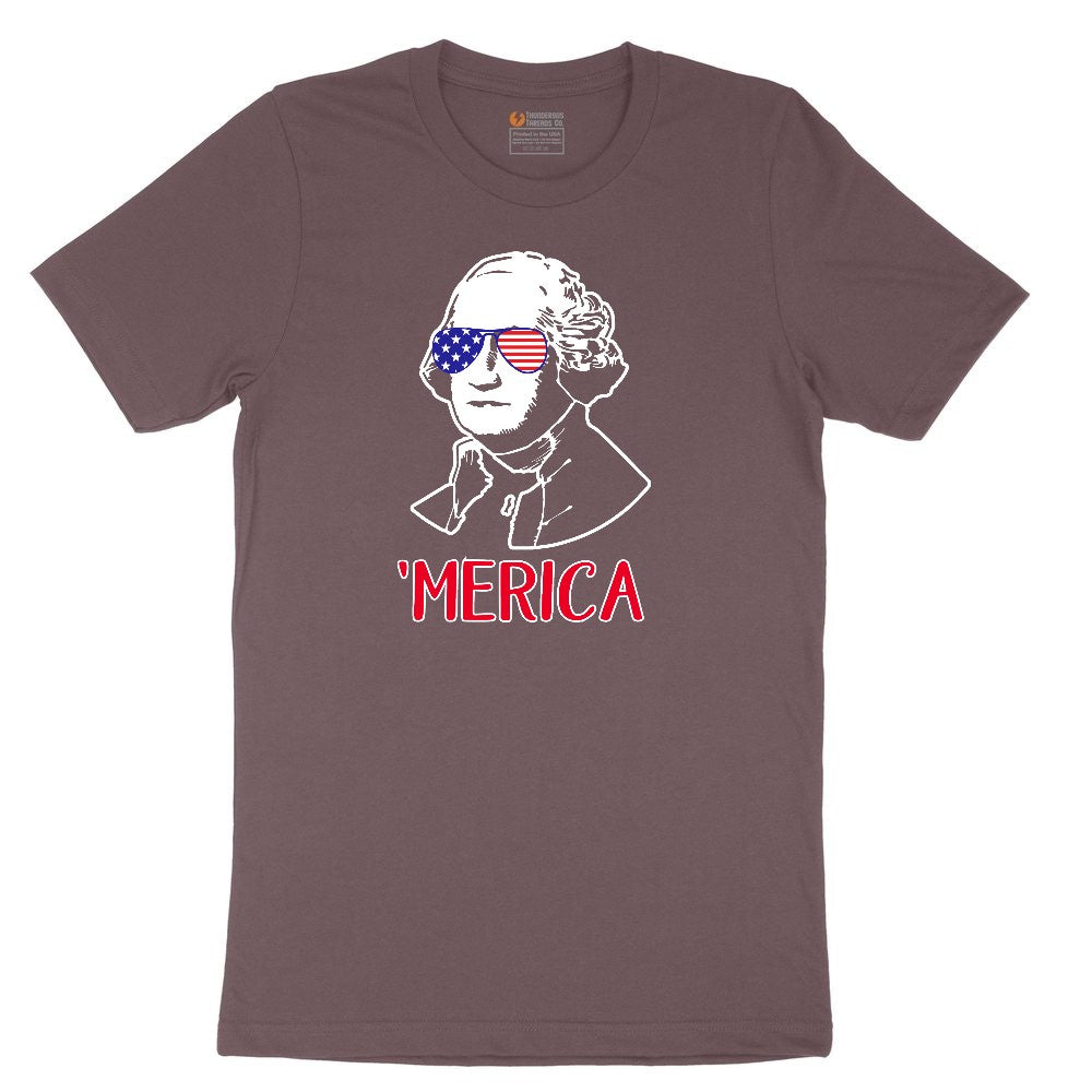 Merica George Washingtong Version Ladies Short Sleeve Tee - Sangria Blackout