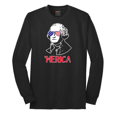 Merica George Washingtong Version Long Sleeve Tee - Jet Black