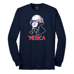 Merica George Washingtong Version Long Sleeve Tee - Navy