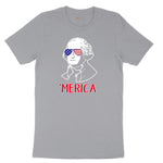 Merica George Washingtong Version Short Sleeve Tee - Athletic Heather Grey