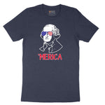 Merica George Washingtong Version Short Sleeve Tee - Heather Navy