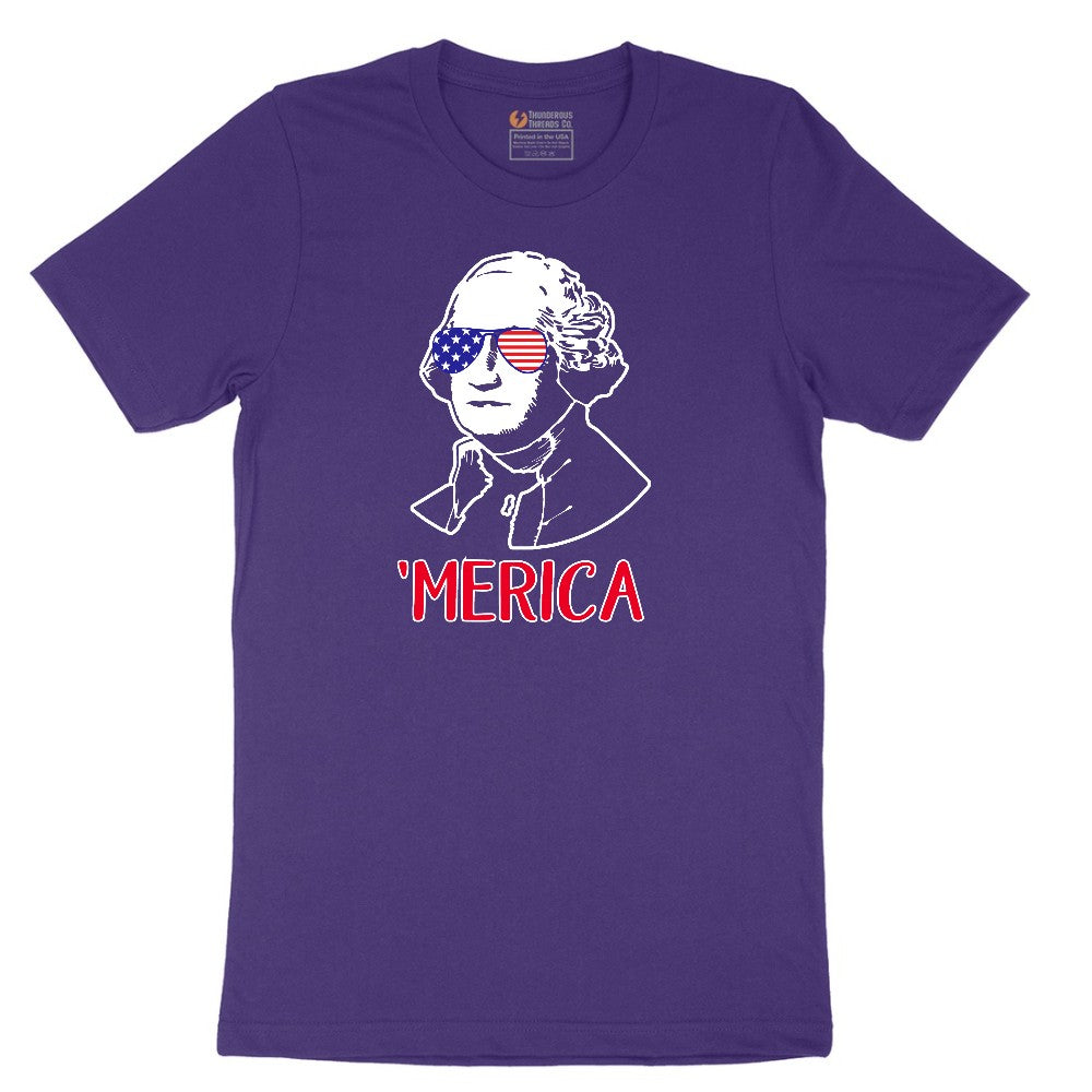 Merica George Washingtong Version Short Sleeve Tee - Team Purple