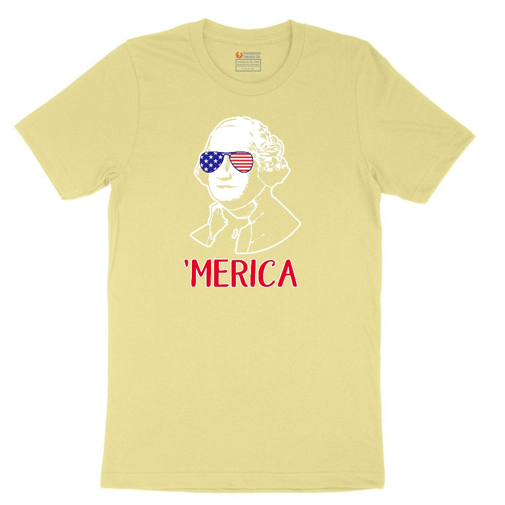 Merica George Washingtong Version Toddler Short Sleeve Tee - Yellow