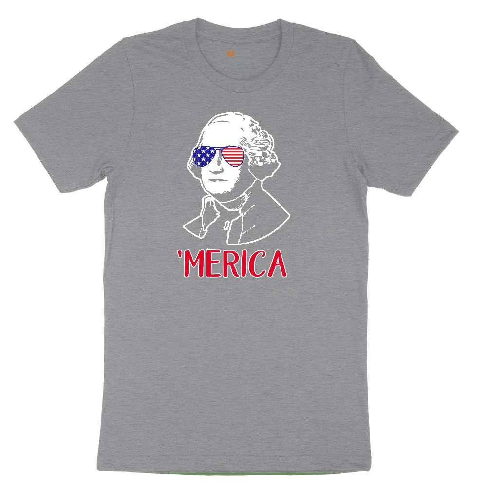 Merica George Washingtong Version Youth Short Sleeve Tee - Athletic Heather
