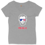 Merica Lincoln Version Ladies Curvy Tee - Granite Heather
