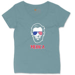 Merica Lincoln Version Ladies Curvy Tee - Surf Blackout