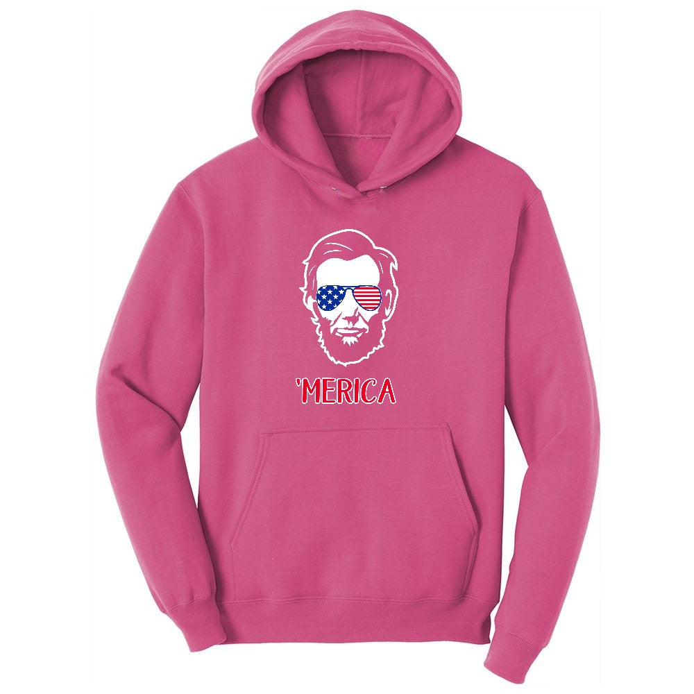Merica Lincoln Version Ladies Hoodie - Sangria